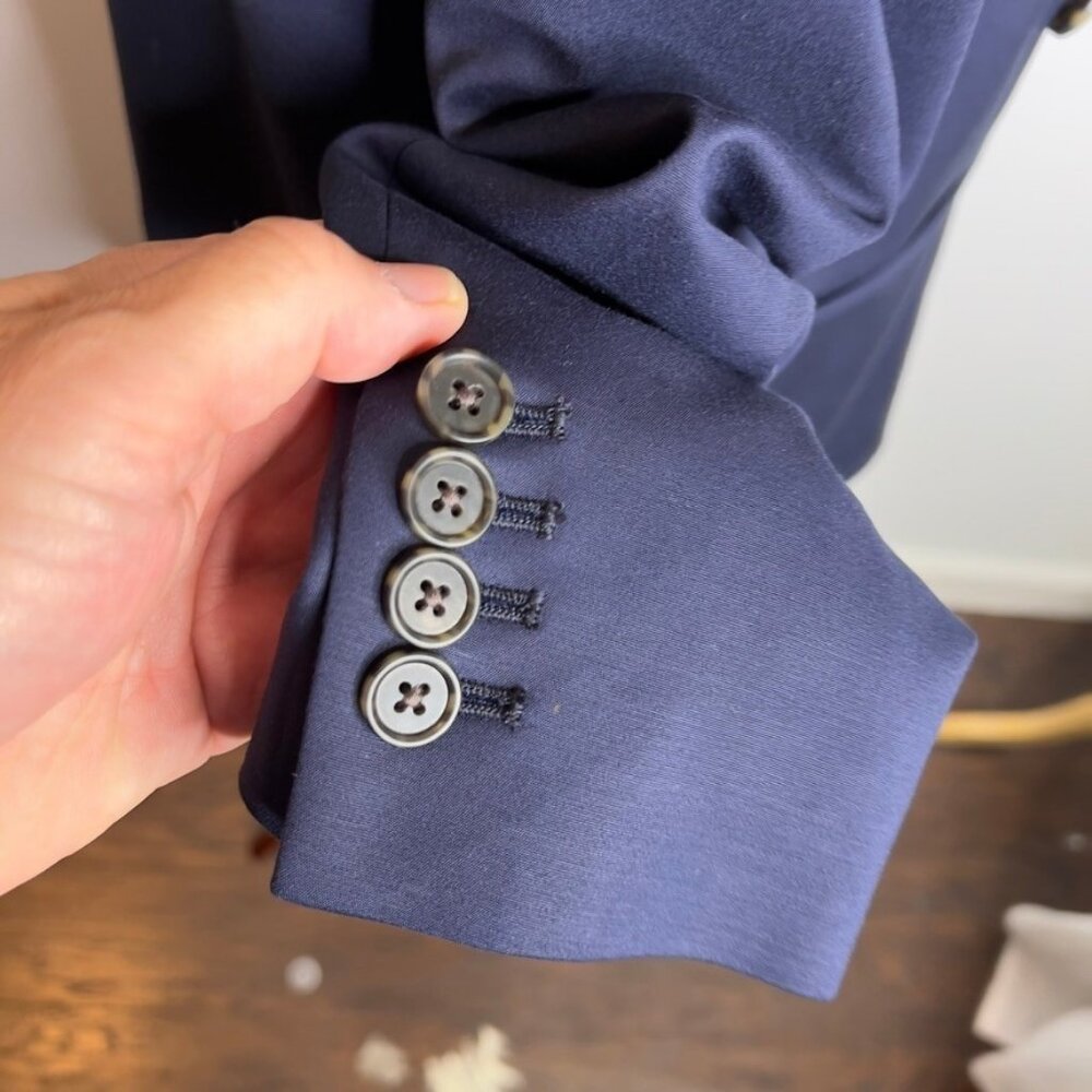 J.Crew $278 Petite Double Breasted Relaxed Blazer City Twill Navy Size P0 BX787 - Picture 5 of 10